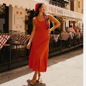 💥SALE!!💥 Arnhem Arlo Knit Midi Dress in Chili brick red orange cross back